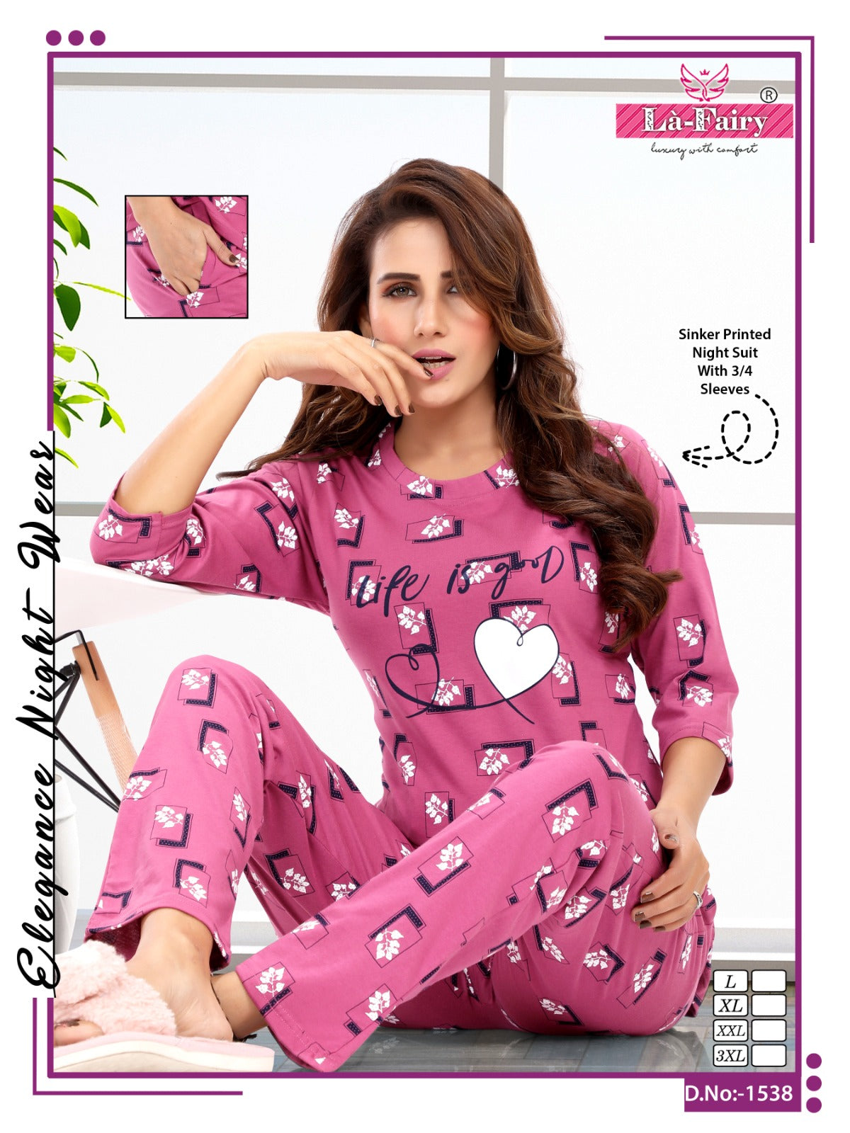 1538 La Fairy Sinker Pyjama Night Suits