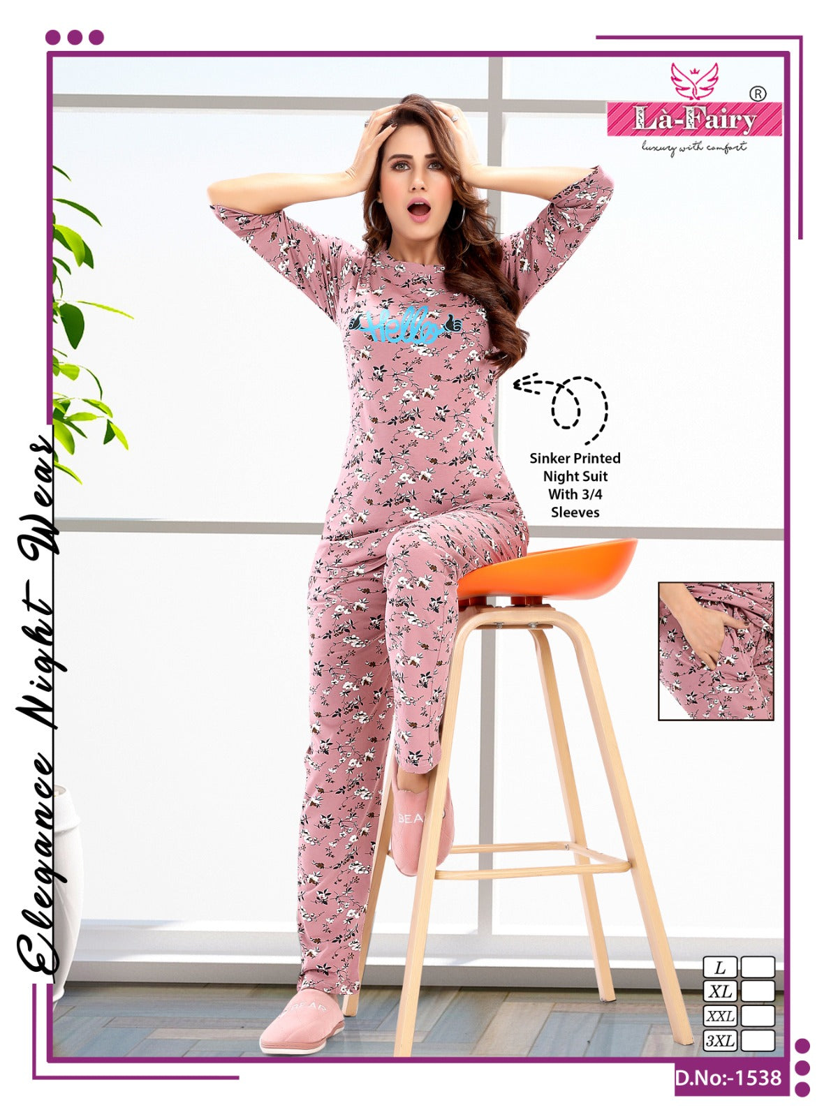 1538 La Fairy Sinker Pyjama Night Suits