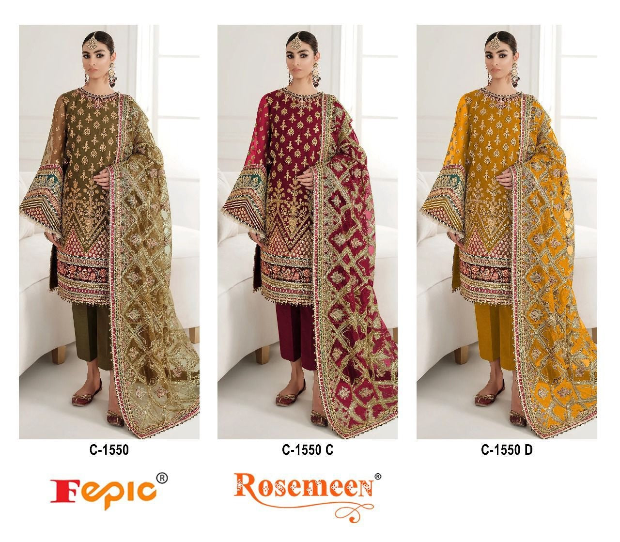 1550 Fepic Organza Pakistani Salwar Suits