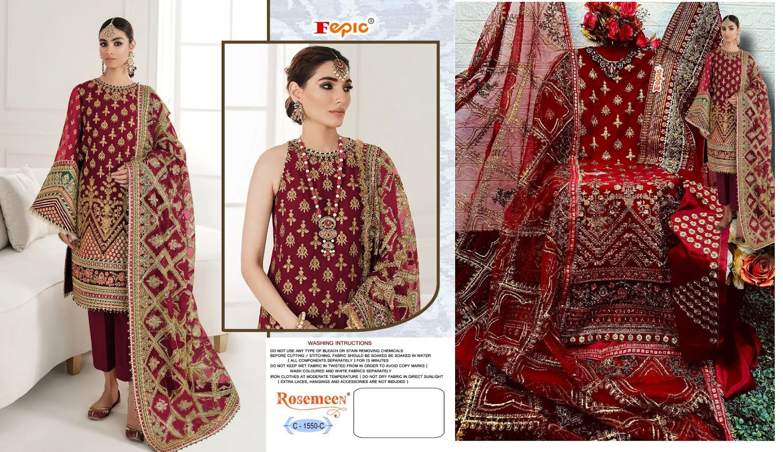 1550 Fepic Organza Pakistani Salwar Suits
