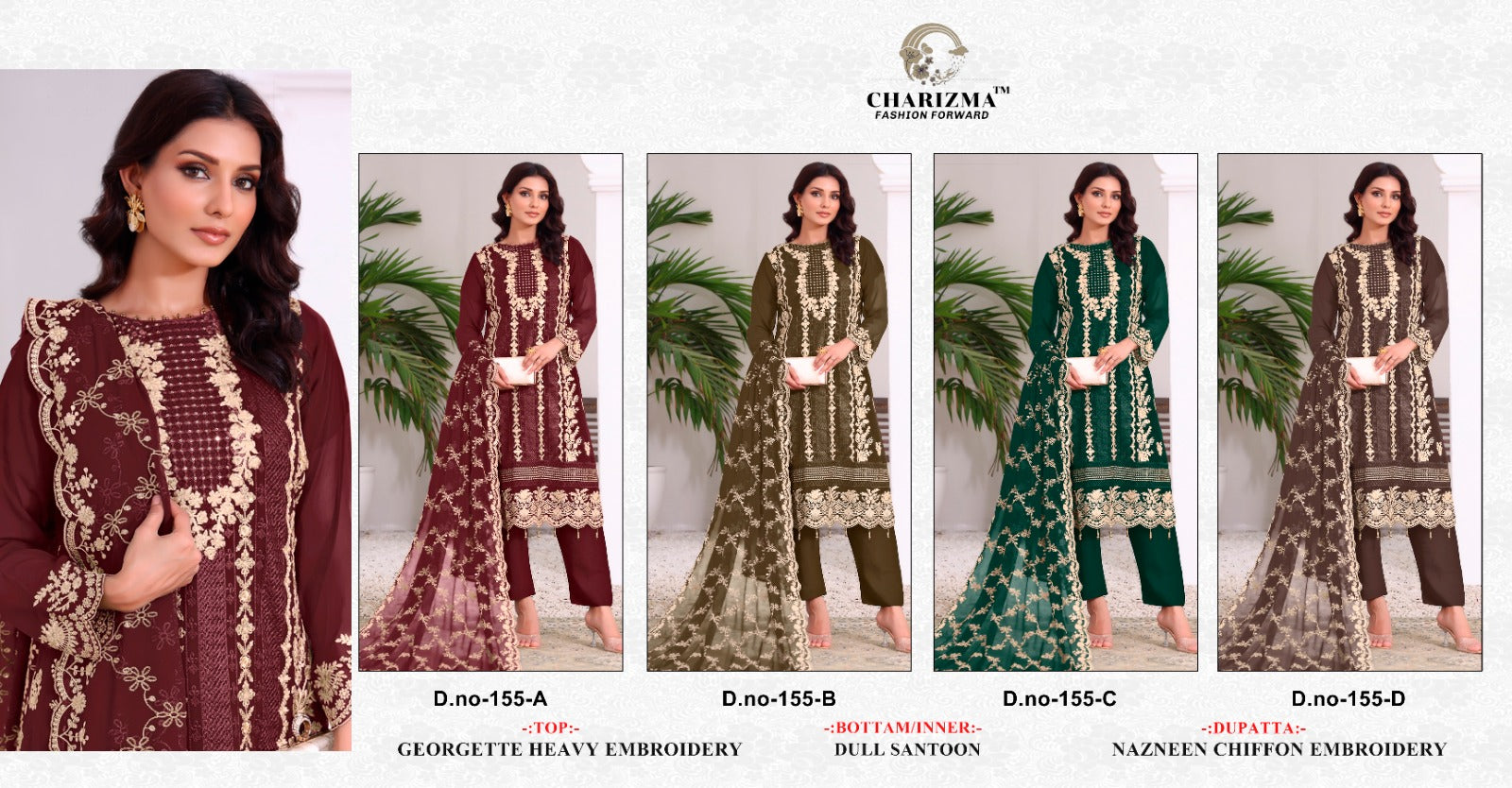 155 Charizma Designer Georgette Pakistani Salwar Suits