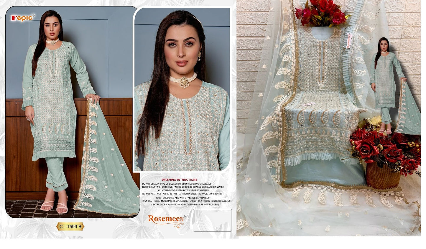 1599 Fepic Organza Pakistani Salwar Suits
