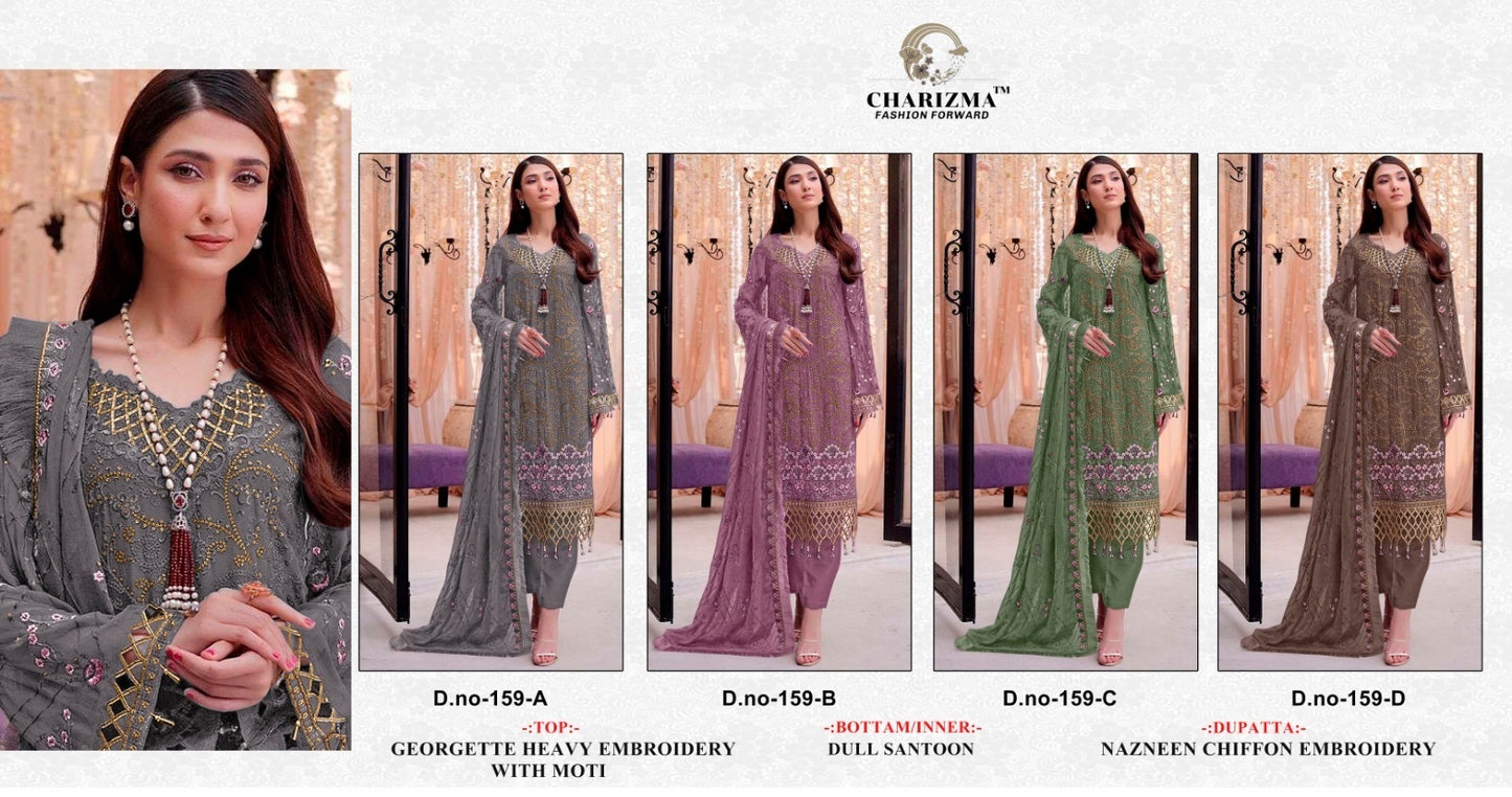 159 Charizma Designer Fox Georgette Pakistani Salwar Suits