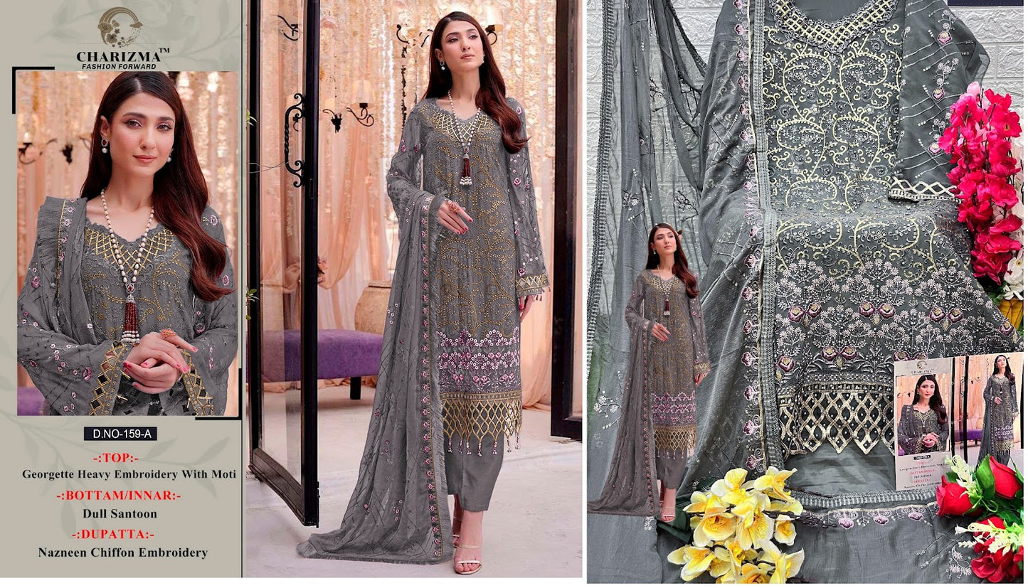 159 Charizma Designer Fox Georgette Pakistani Salwar Suits