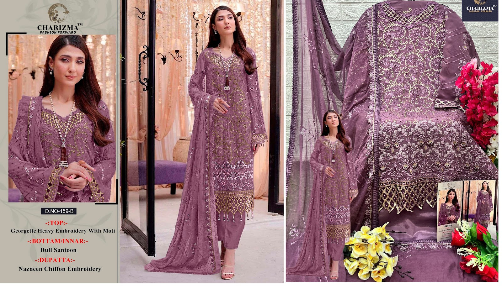 159 Charizma Designer Fox Georgette Pakistani Salwar Suits