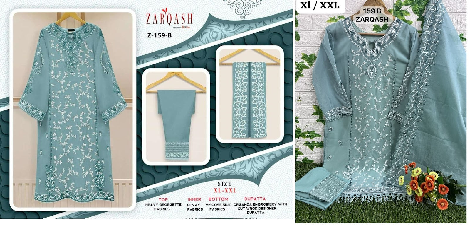 159 Zarqash Fox Georgette Pakistani Readymade Suits