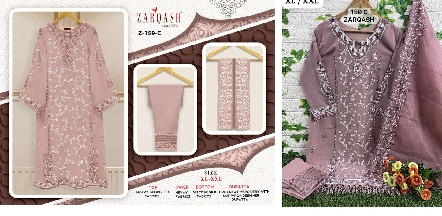 159 Zarqash Fox Georgette Pakistani Readymade Suits