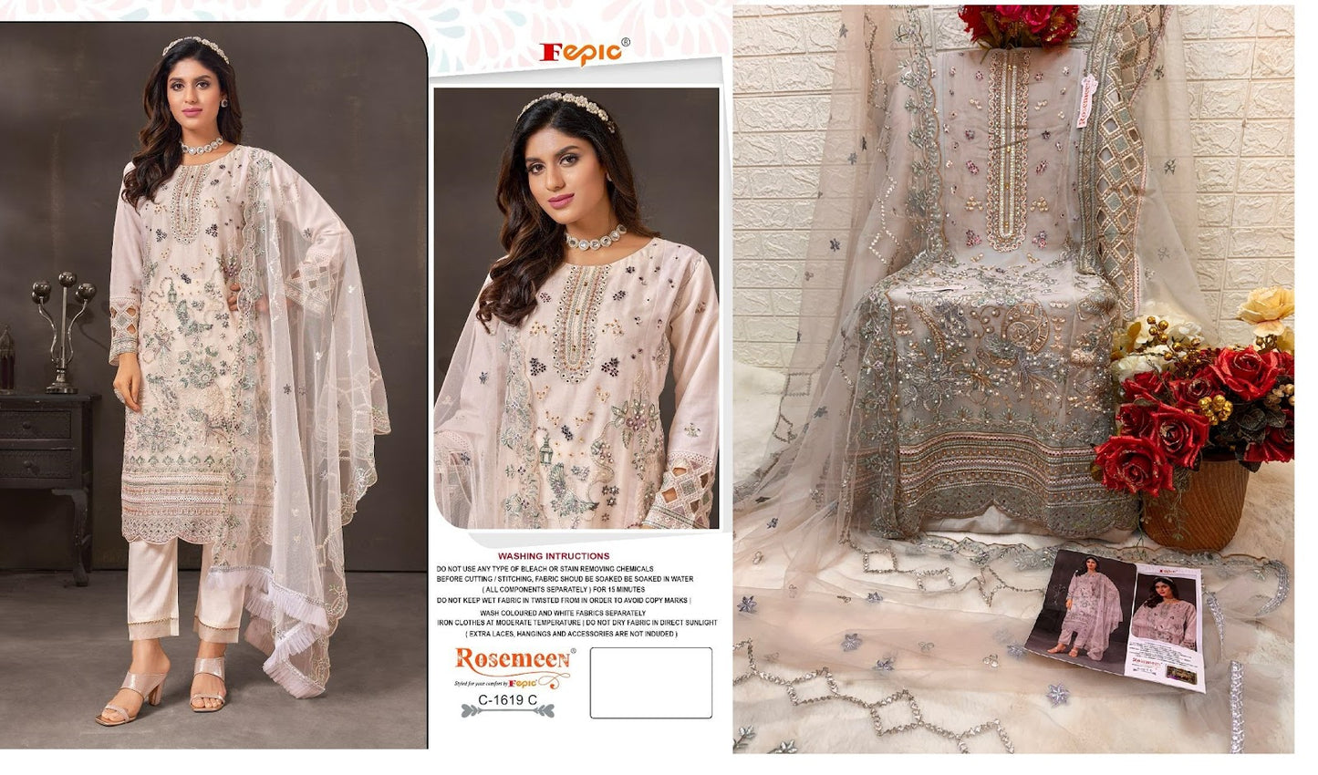 1619 Fepic Organza Pakistani Salwar Suits