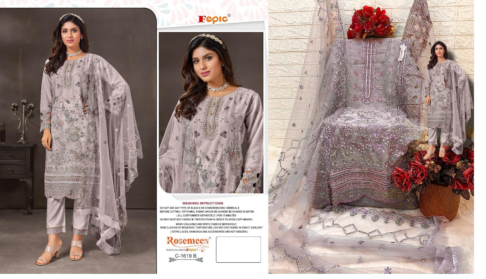 1619 Fepic Organza Pakistani Salwar Suits
