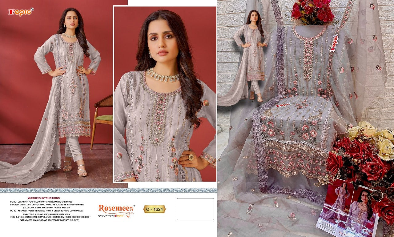 1624 Fepic Organza Pakistani Salwar Suits