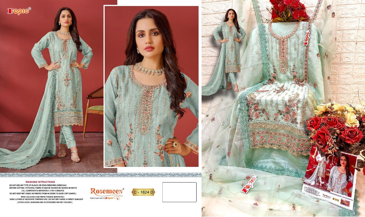 1624 Fepic Organza Pakistani Salwar Suits