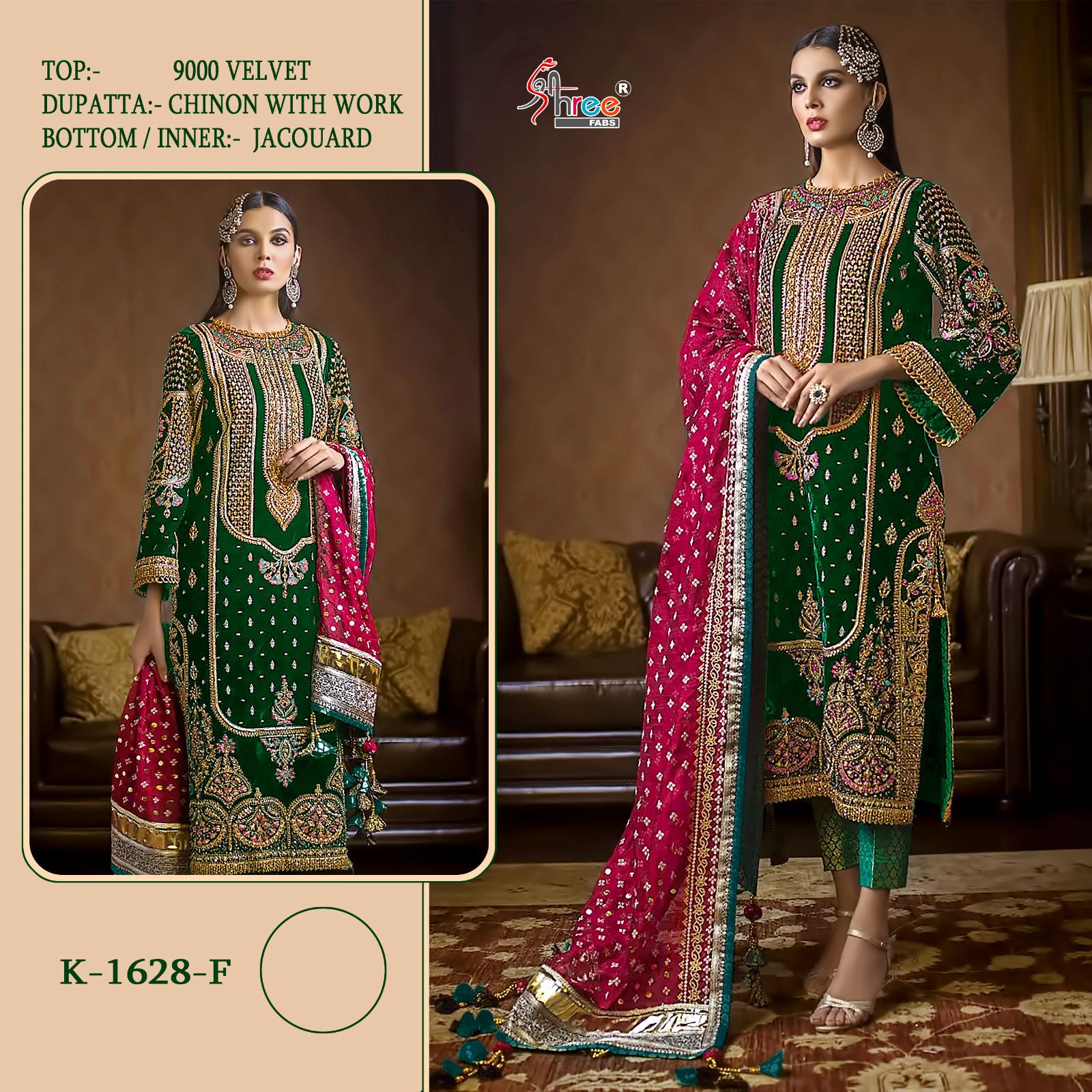 1628-Colours Shree Fabs Velvet Suits