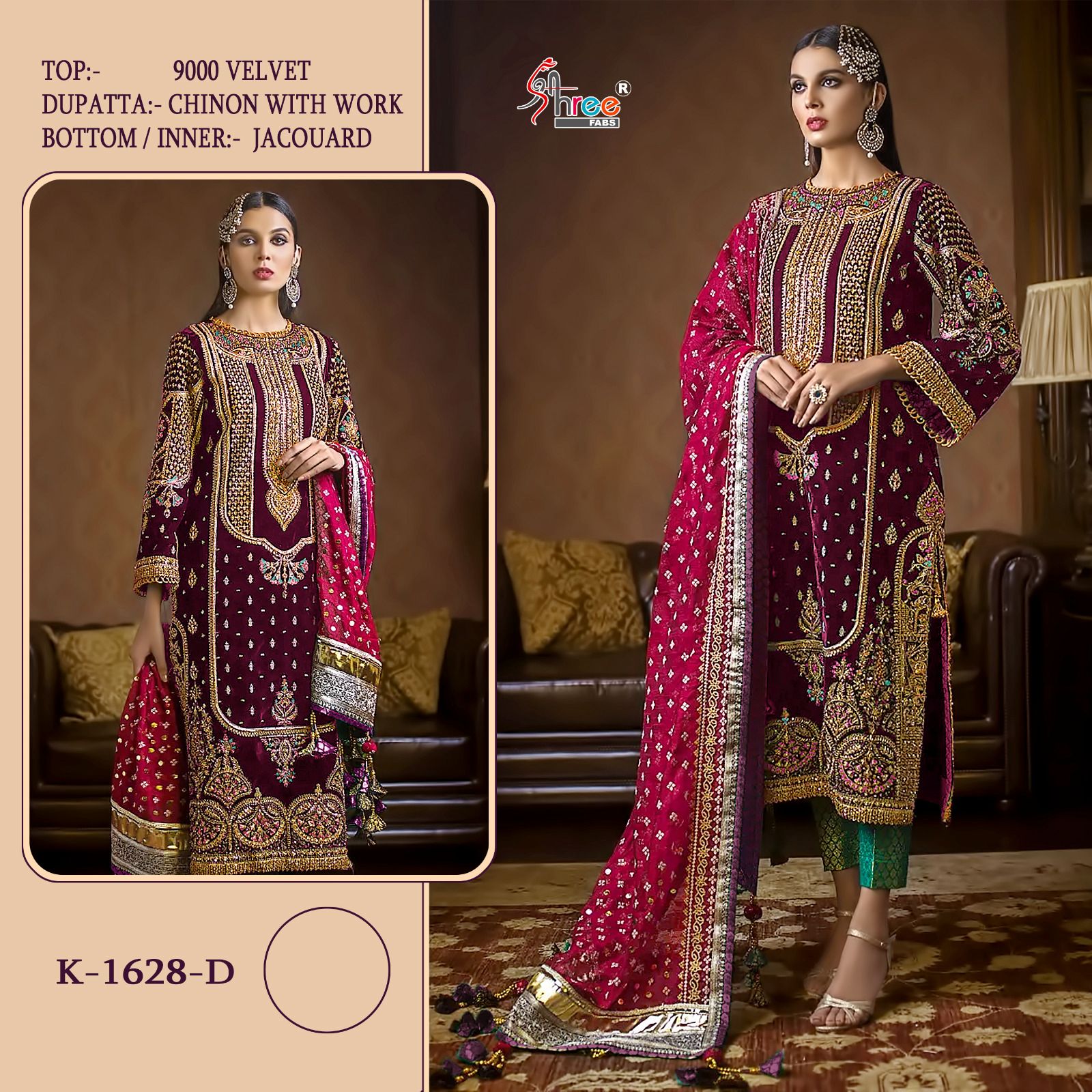 1628-Colours Shree Fabs Velvet Suits