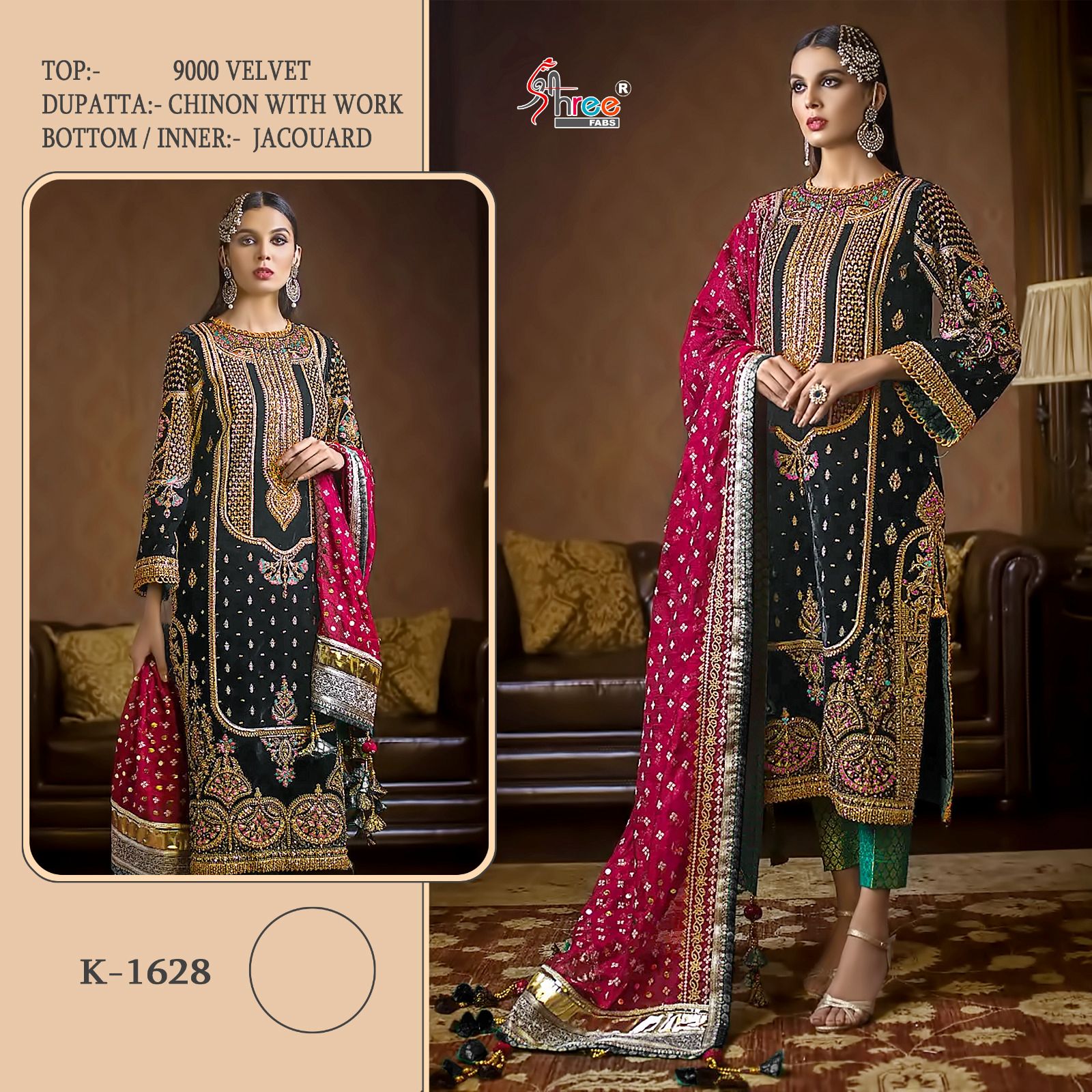 1628-Colours Shree Fabs Velvet Suits
