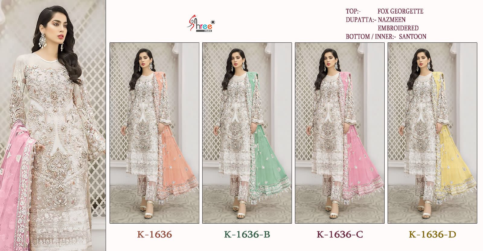 1636 Shree Fabs Georgette Pakistani Salwar Suits