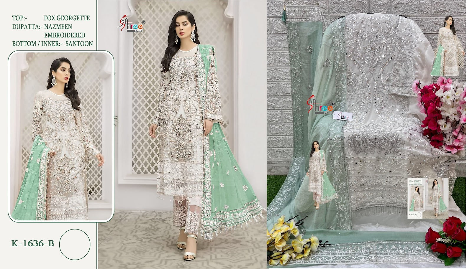 1636 Shree Fabs Georgette Pakistani Salwar Suits