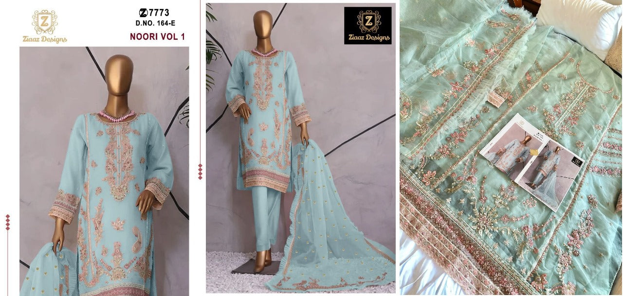 164 Ziaaz Designs Organza Pakistani Salwar Suits