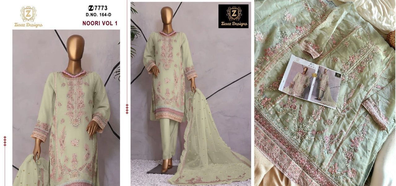164 Ziaaz Designs Organza Pakistani Salwar Suits