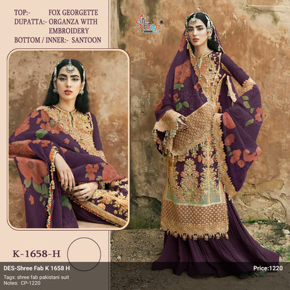 1658 Shree Fabs Georgette Pakistani Salwar Suits