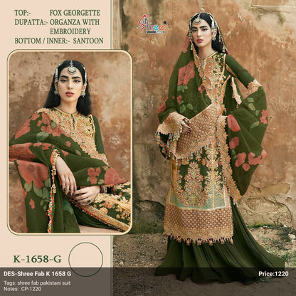 1658 Shree Fabs Georgette Pakistani Salwar Suits