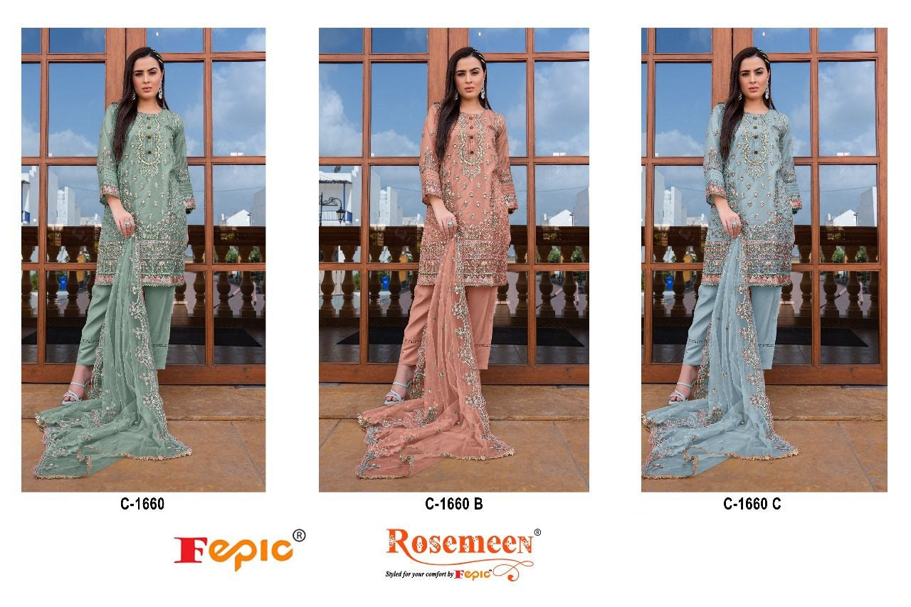 1660 Fepic Organza Pakistani Salwar Suits