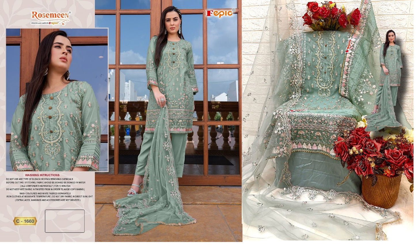 1660 Fepic Organza Pakistani Salwar Suits