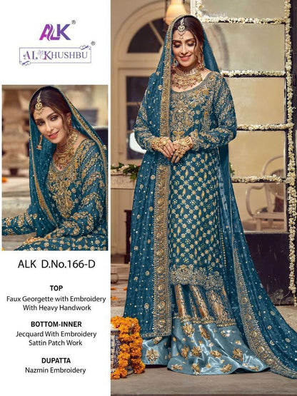 166 Alk Faux Georgette Pakistani Patch Work Suits