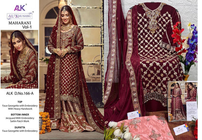 166 Alk Faux Georgette Pakistani Patch Work Suits