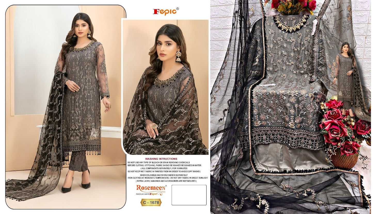 1678 Fepic Organza Pakistani Salwar Suits