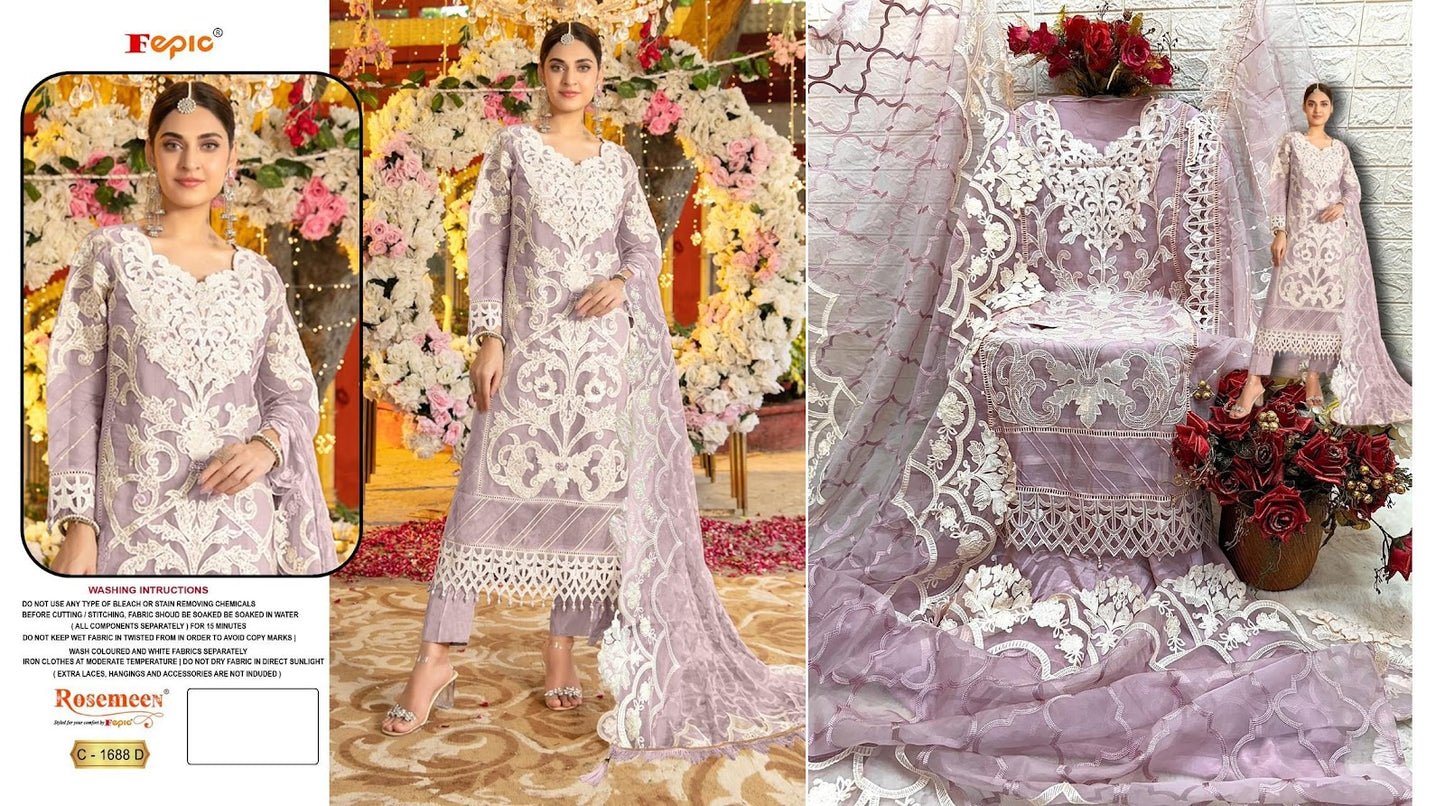 1688 Fepic Organza Pakistani Salwar Suits