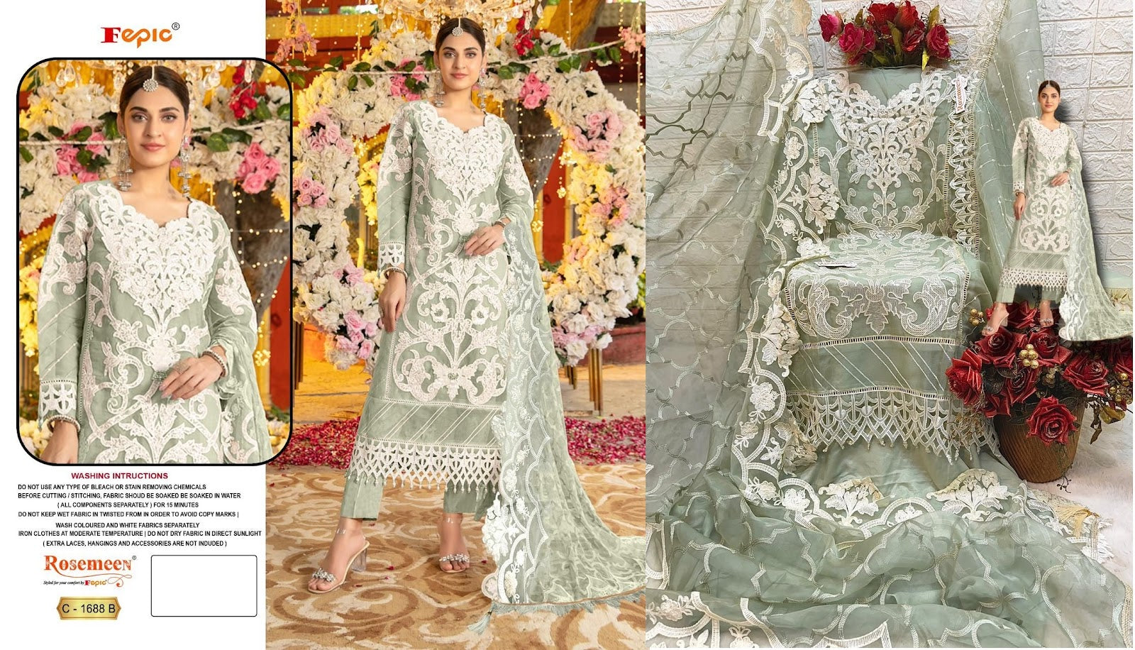 1688 Fepic Organza Pakistani Salwar Suits