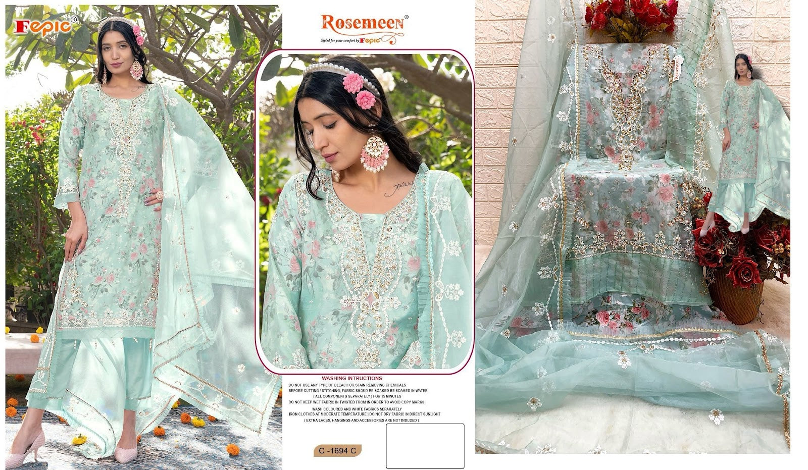 1694 Fepic Organza Pakistani Salwar Suits