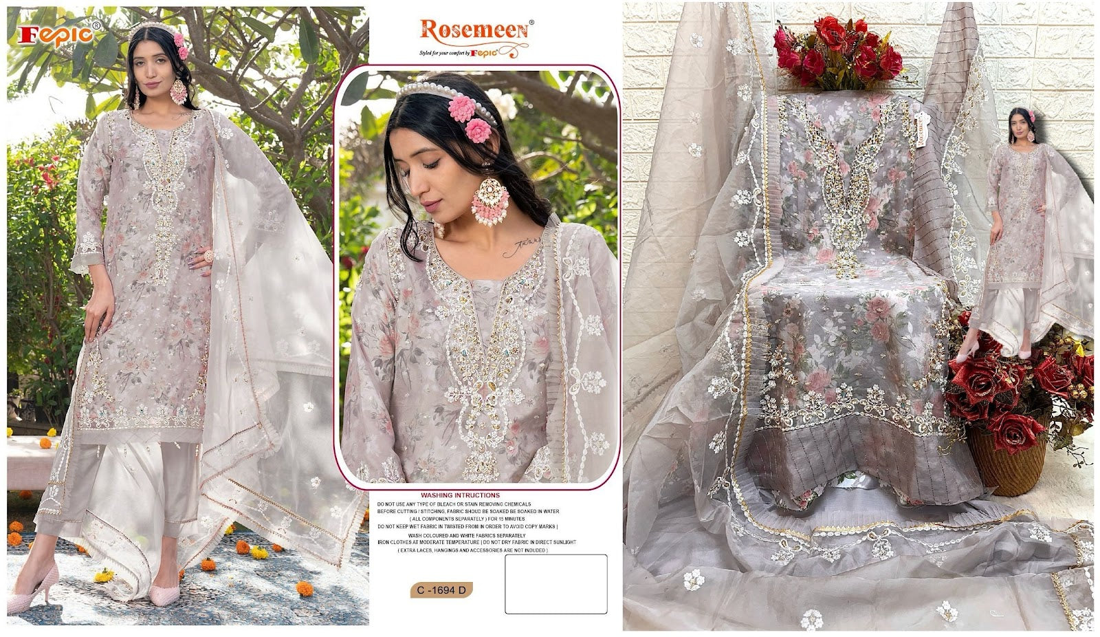 1694 Fepic Organza Pakistani Salwar Suits