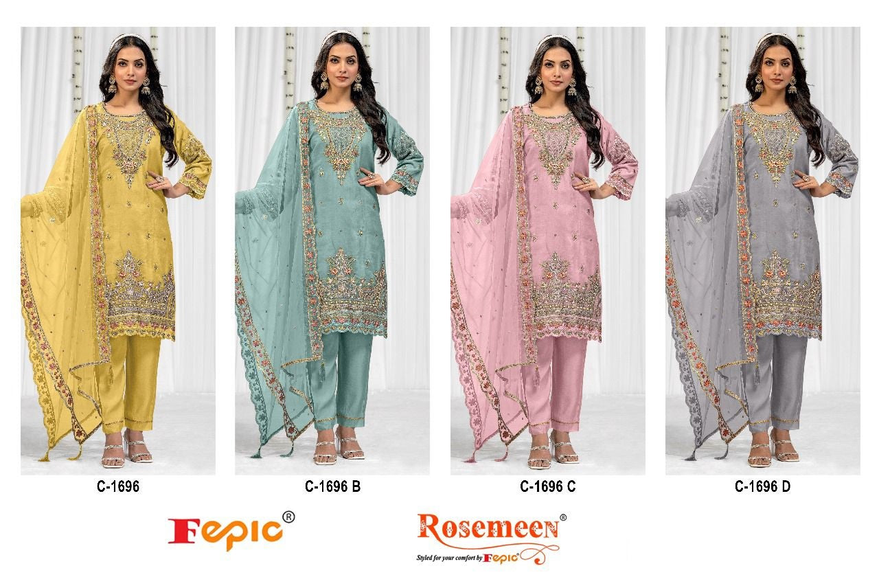 1696 Fepic Organza Pakistani Salwar Suits