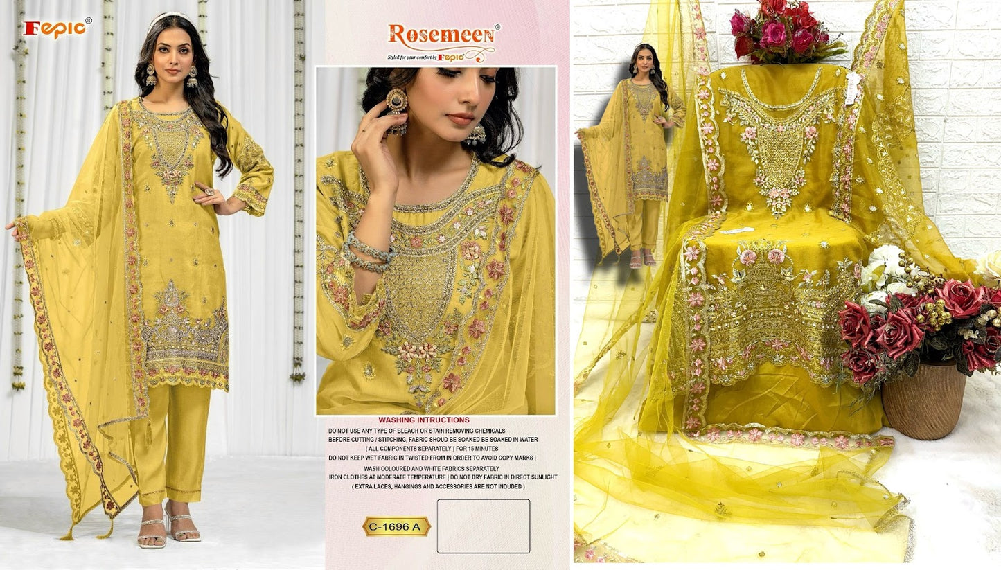 1696 Fepic Organza Pakistani Salwar Suits