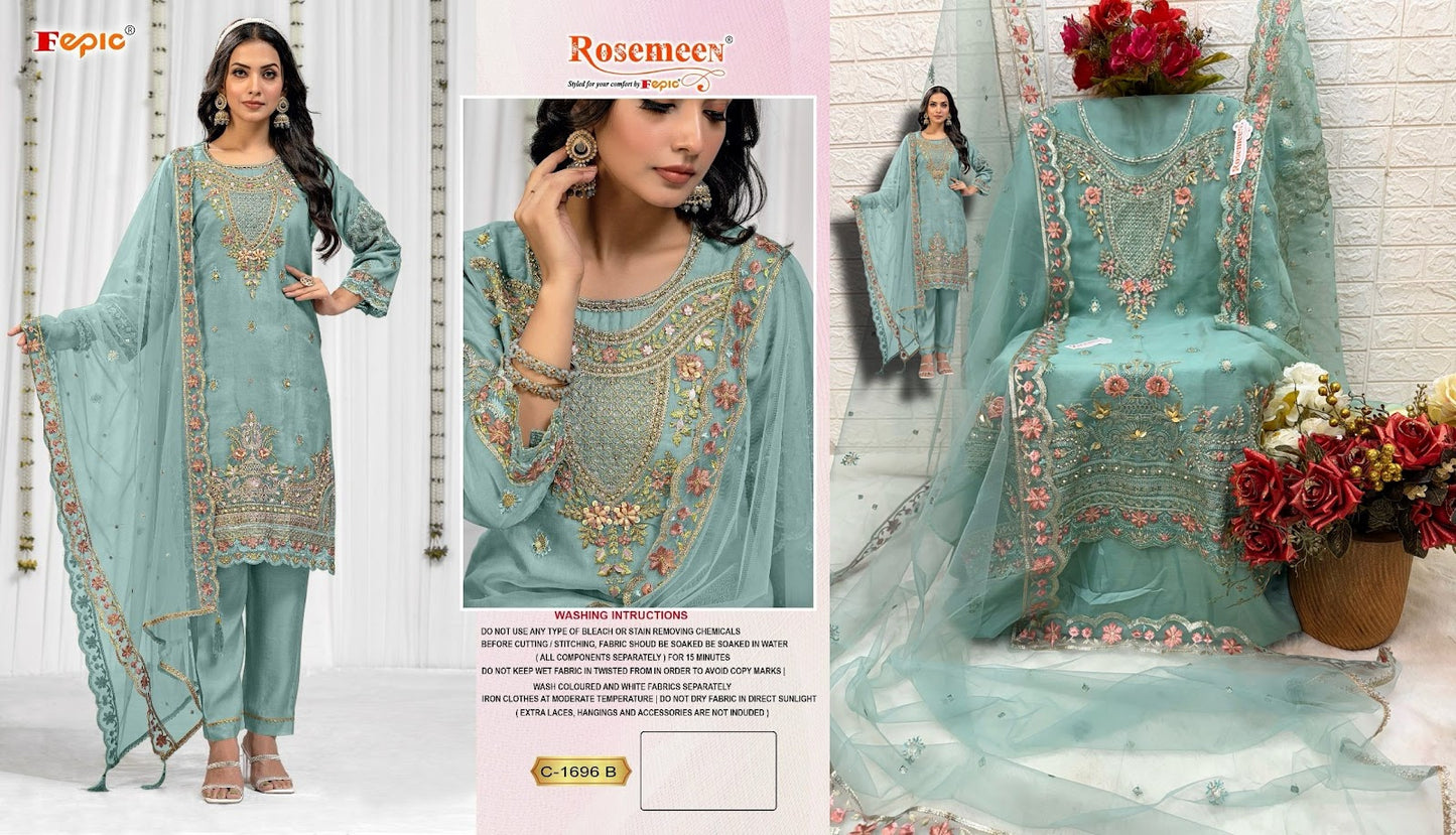 1696 Fepic Organza Pakistani Salwar Suits