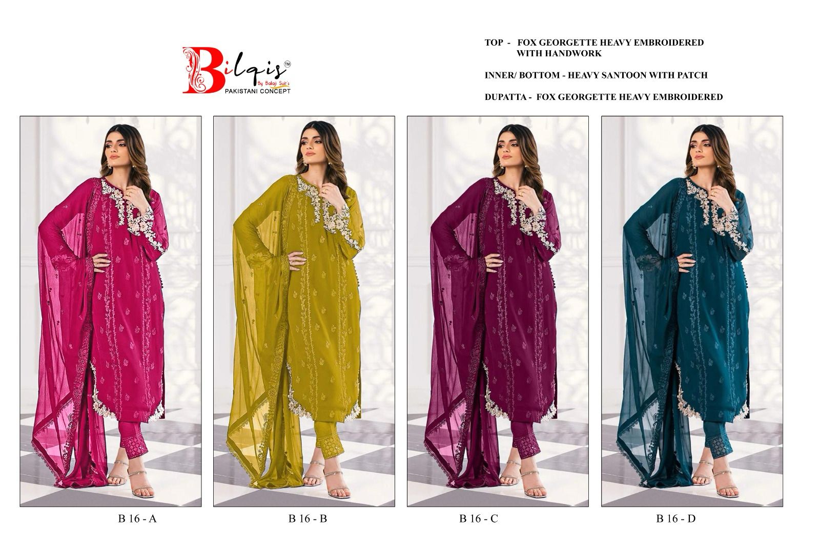 16 Bilqis Fox Georgette Pakistani Salwar Suits