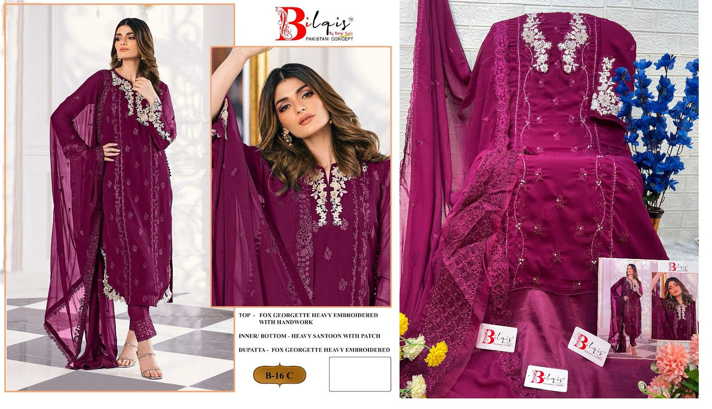 16 Bilqis Fox Georgette Pakistani Salwar Suits
