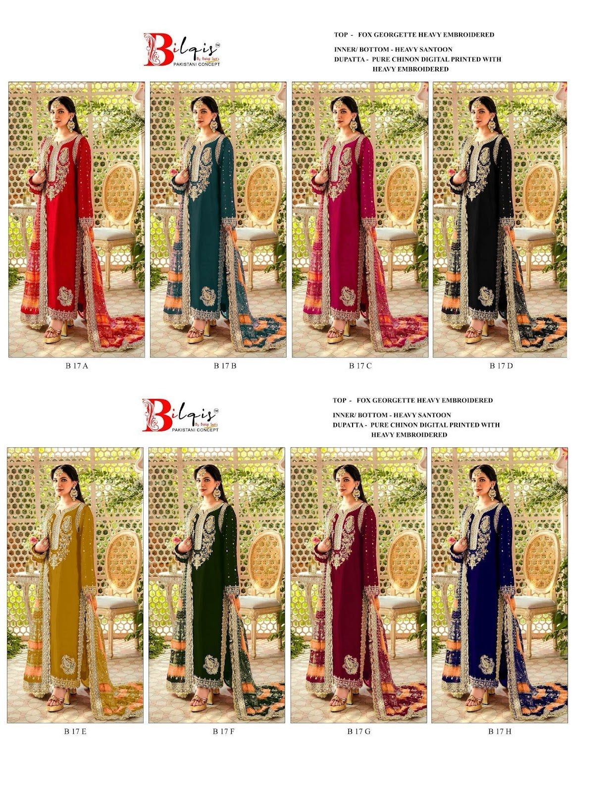17-A-H Bilqis Fox Georgette Pakistani Salwar Suits