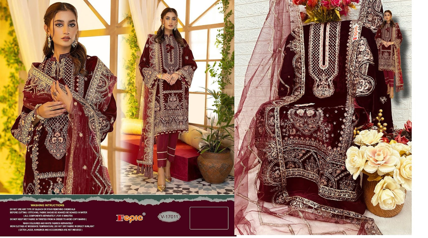 17011 Fepic Velvet Pakistani Salwar Suits
