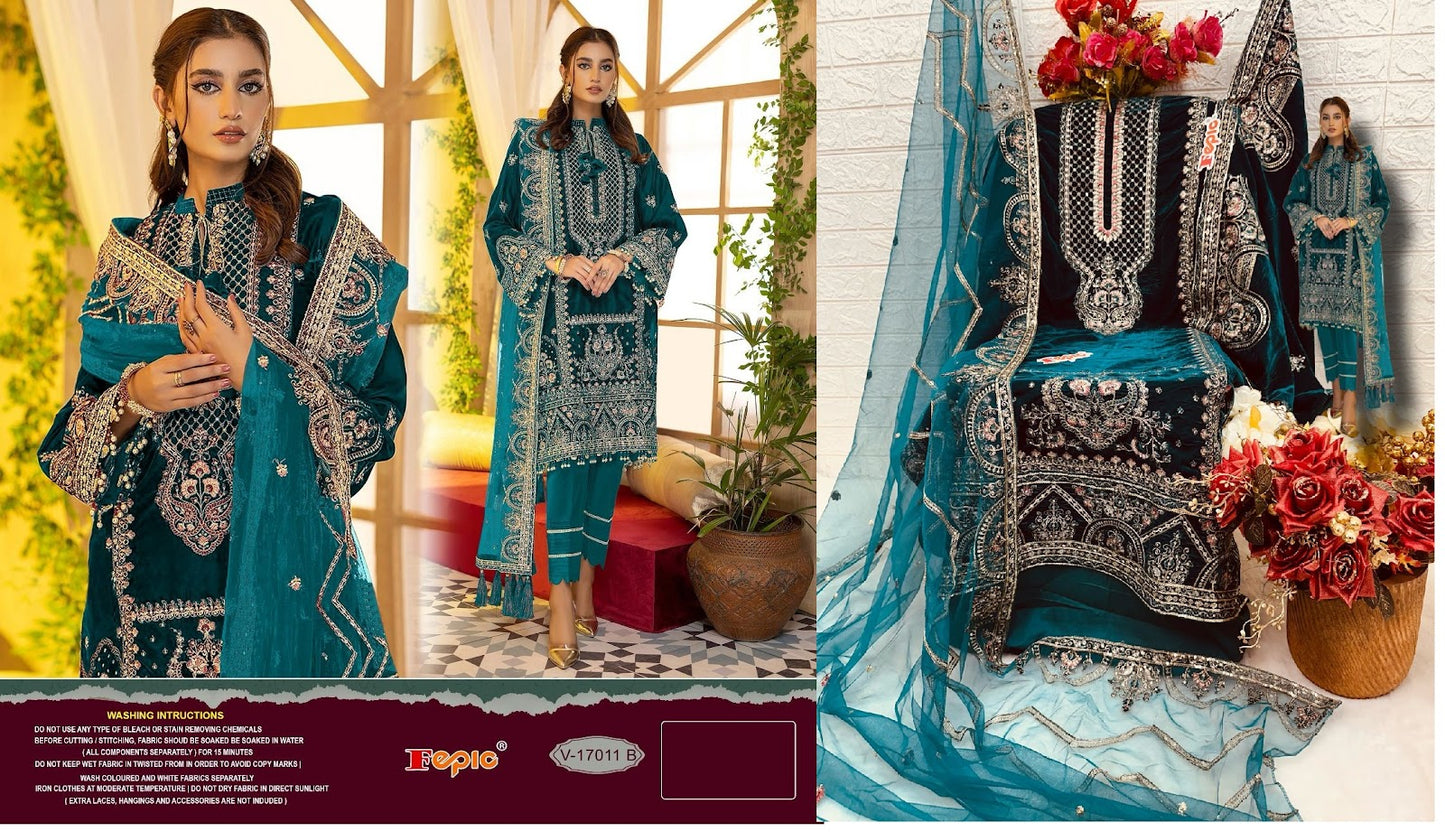 17011 Fepic Velvet Pakistani Salwar Suits