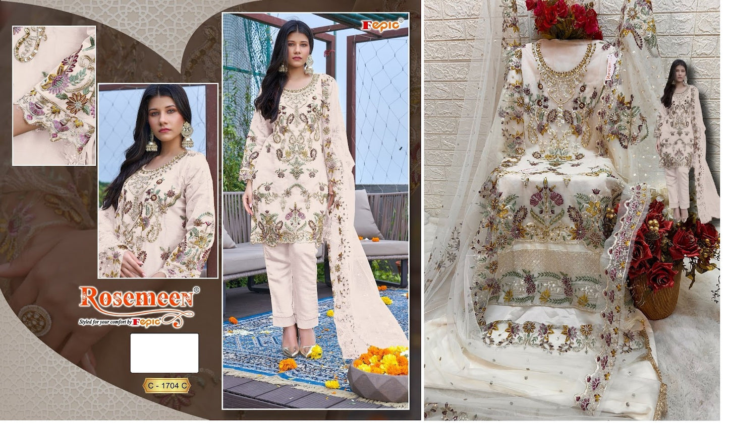 1704 Fepic Organza Pakistani Salwar Suits