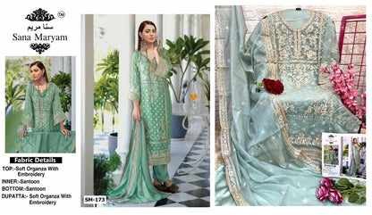 171-174 Sana Maryam Organza Pakistani Salwar Suits