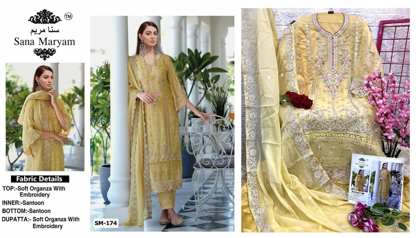171-174 Sana Maryam Organza Pakistani Salwar Suits
