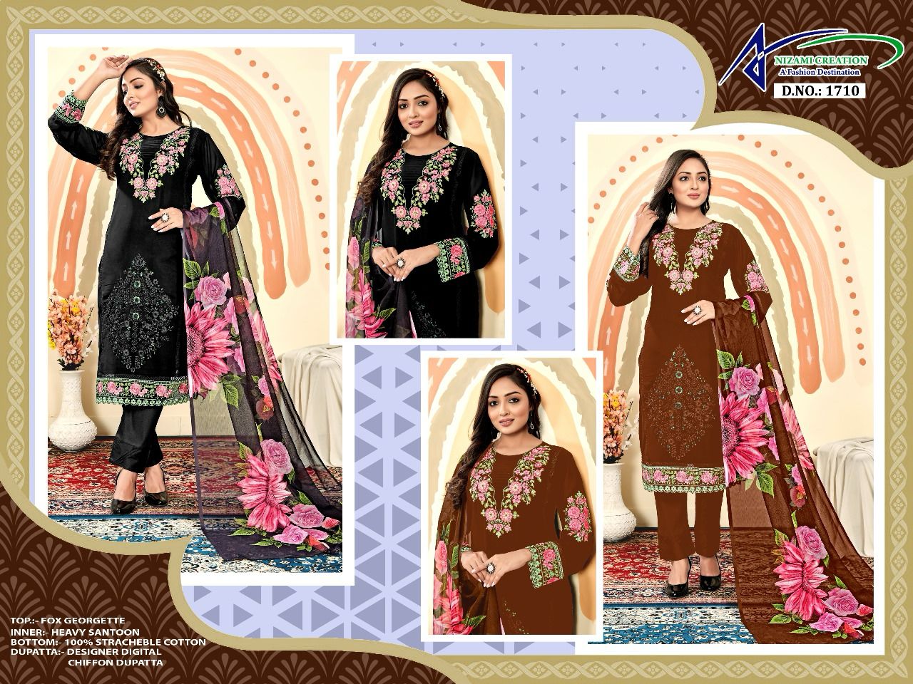 1710 Nizami Creation Georgette Pakistani Readymade Suits