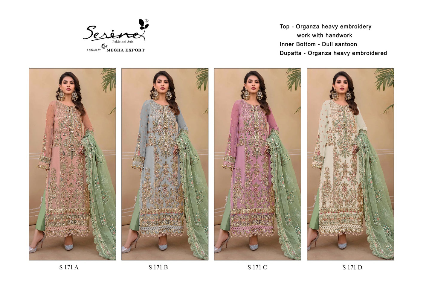 171 Serine Organza Pakistani Salwar Suits
