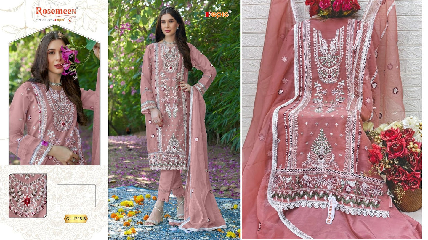 1728 Fepic Organza Pakistani Salwar Suits