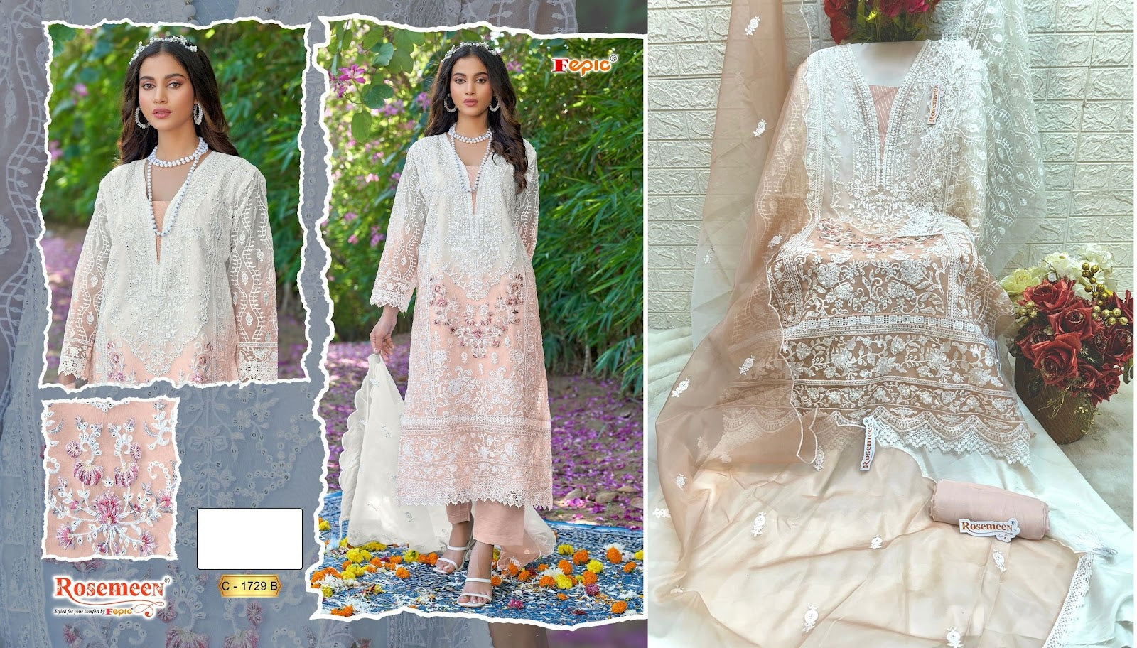 1729 Fepic Organza Pakistani Salwar Suits