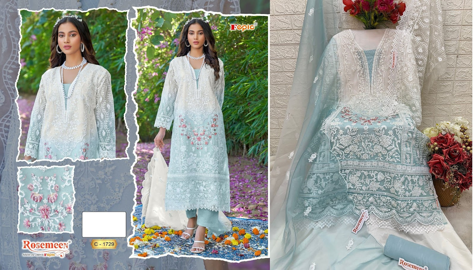 1729 Fepic Organza Pakistani Salwar Suits