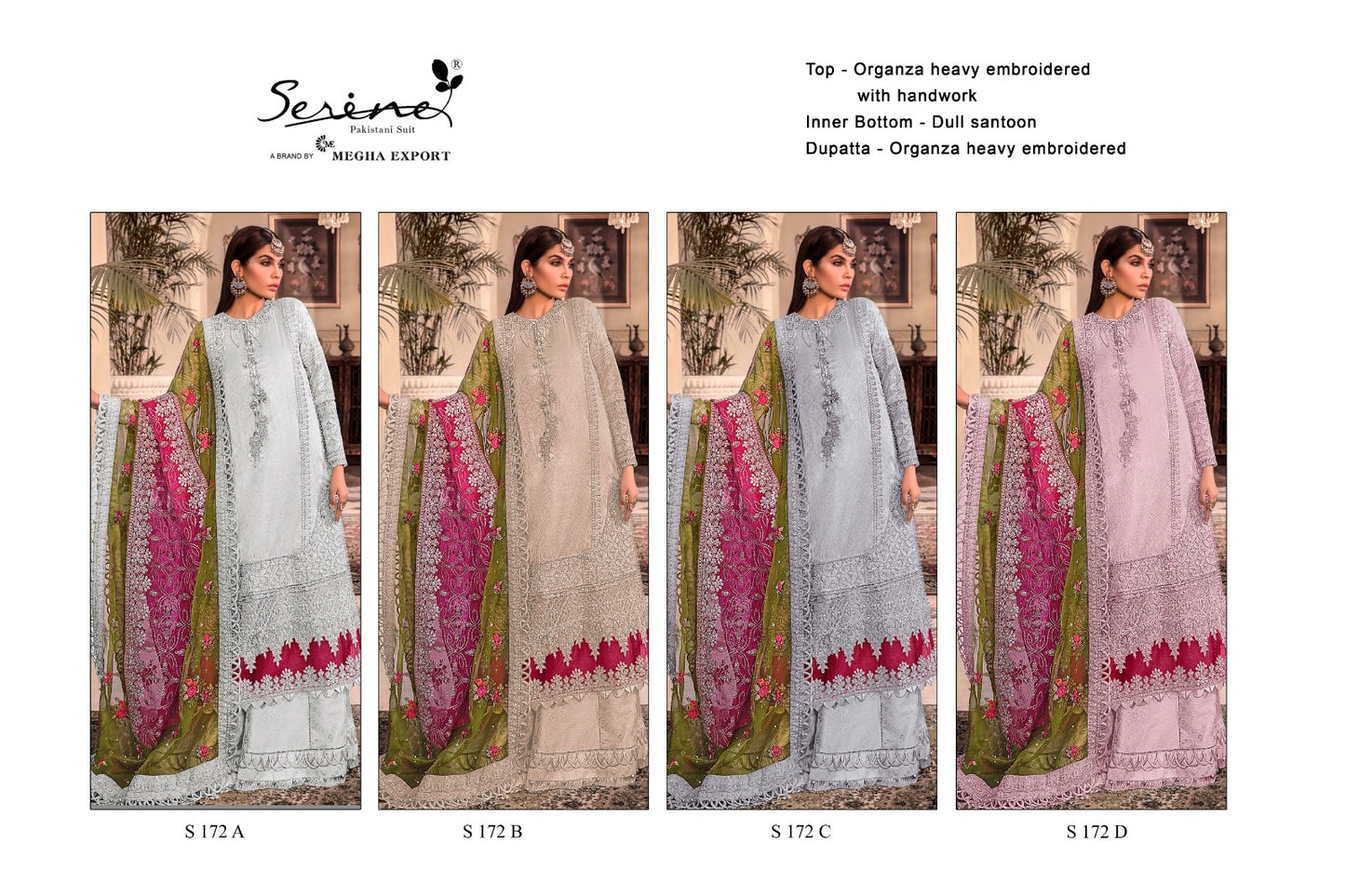 172 Serine Organza Pakistani Salwar Suits